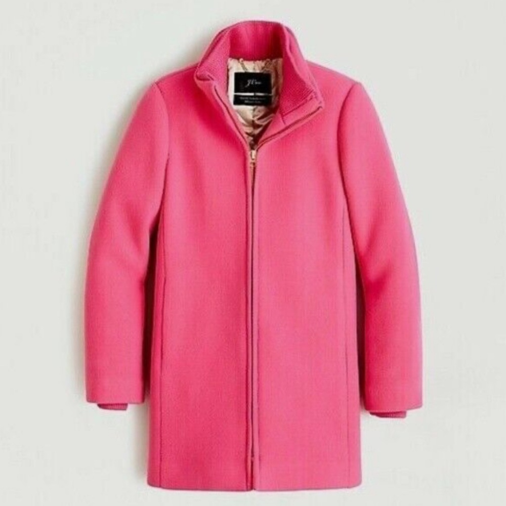 J.Crew Lodge Coat in Italian Stadium-Cloth Wool Size 6 Wild Berry